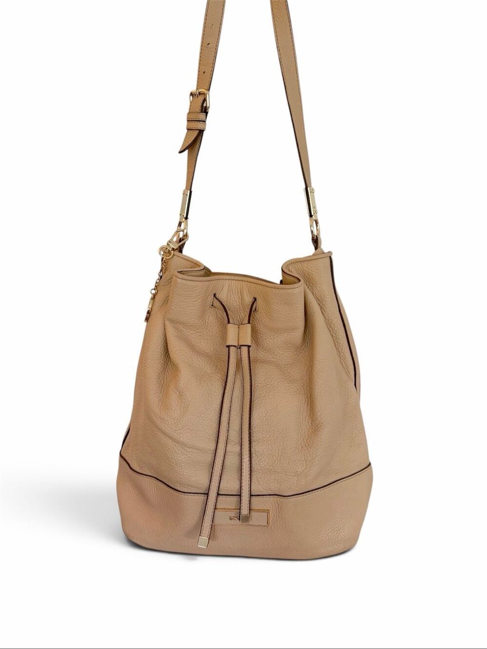 DKNY 100% Guinean Leather Bucket Cream/ Tan Women’s Bag